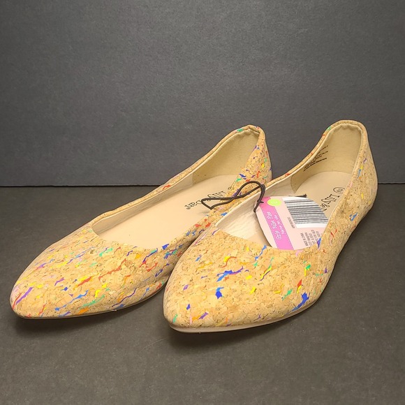 Lily & Dan GIRLS size 2 Ballet Flats Multi-color Cork and Confetti Shoes - Picture 2 of 6